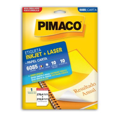 Etiqueta Adesiva Laser/jet Carta 6085 279,4x215,9 Cx C/10f Pimaco