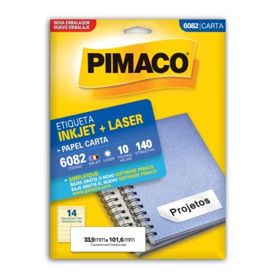Etiqueta Adesiva Laser/jet Carta 6082 33,9x101,6 Cx C/10f Pimaco