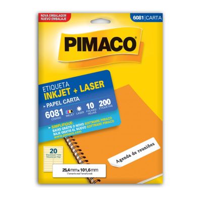 Etiqueta Adesiva Laser/jet Carta 6081 25,4x101,6 Cx C/10f Pimaco
