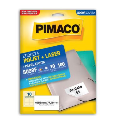 Etiqueta Adesiva Laser/jet Carta 8099.f 46,56x77,79 Video Frontal Cx C/10 Pimaco