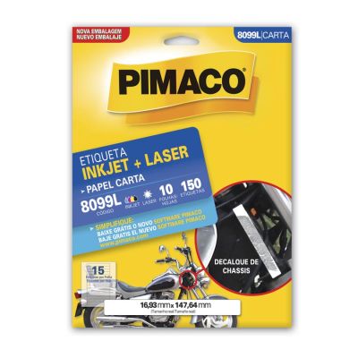 Etiqueta Adesiva Laser/jet Carta 8099 16,93x147,64 Video Lateral Cx C/10 Pimaco