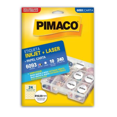 Etiqueta Adesiva Laser/jet Carta 6093 Ø42,33 Redonda Cx C/10f Pimaco