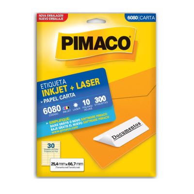 Etiqueta Adesiva Laser/jet Carta 6080 25,4x66,7 Cx C/10f Pimaco