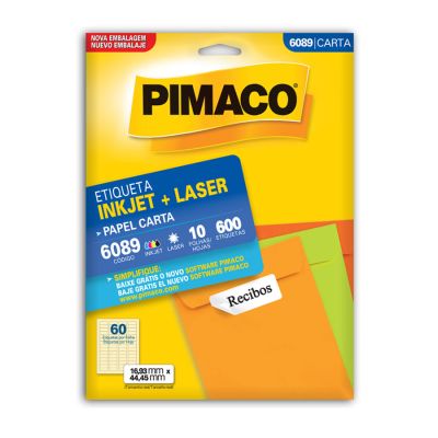 Etiqueta Adesiva Laser/jet Carta 6089 16,93x44,45 Cx C/10f Pimaco