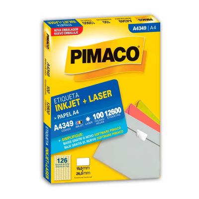 Etiqueta Adesiva Laser/jet A4 349 15,0x26,0 Cx C/100f Pimaco