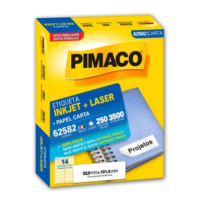 Etiqueta Adesiva Laser/jet Carta 62582 33,9x101,6 Cx C/250f Pimaco Ww