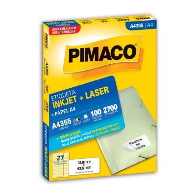 Etiqueta Adesiva Laser/jet A4 355 31,0x63,5 Cx C/100f Pimaco
