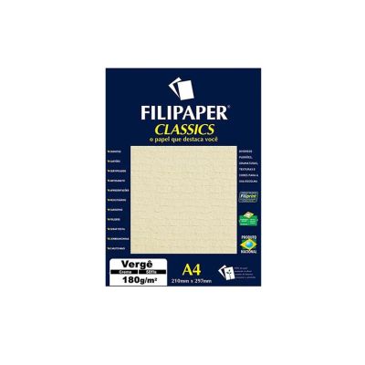 Papel Verge A4 180g Creme 50fls Filipaper 981