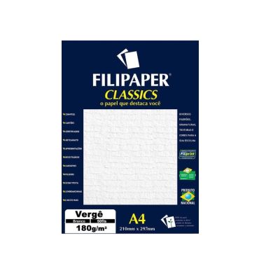Papel Verge A4 180g Branco 50fls 977 Filipaper
