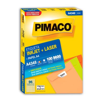 Etiqueta Adesiva Laser/jet A4 348 17,0x31,0 Cx C/100f Pimaco