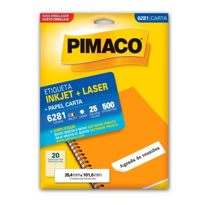 Etiqueta Adesiva Laser/jet Carta 6281 25,4x101,6 Cx C/25f Pimaco