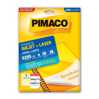 Etiqueta Adesiva Laser/jet Carta 6285 279,4x215,9 Cx C/25f Pimaco
