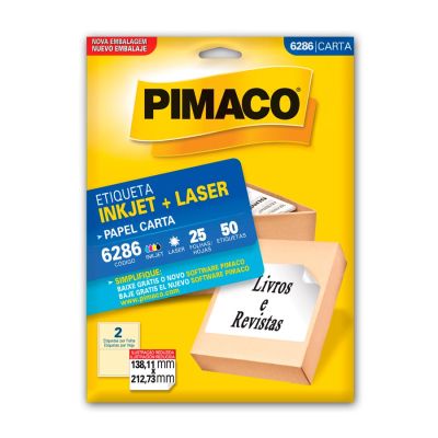 Etiqueta Adesiva Laser/jet Carta 6286 138,11x212,73 Cx C/25f Pimaco