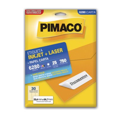 Etiqueta Adesiva Laser/jet Carta 6280 25,4x66,7 Cx C/25f Pimaco
