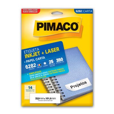 Etiqueta Adesiva Laser/jet Carta 6282 33,9x101,6 Cx C/25f Pimaco