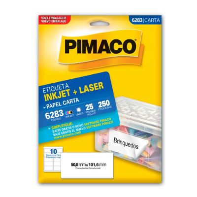 Etiqueta Adesiva Laser/jet Carta 6283 50,8x101,6 Cx C/25f Pimaco