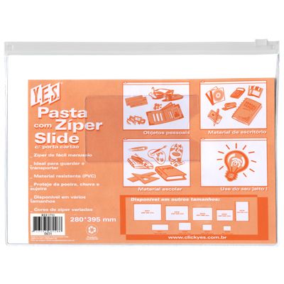 Envelope Plastico Cristal Ziper C/ Visor 28x39cm Yes Dz31