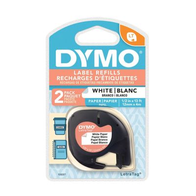 Fita Rotuladora Dymo Letratag Papel 12mm X 4m  C/2 Unidades 10697