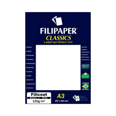 Papel Filicoat A3 120g Branco 125fls 1147 Filipaper