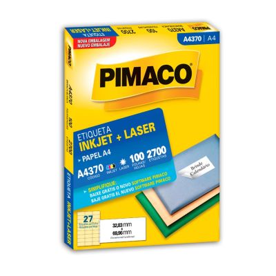 Etiqueta Adesiva Laser/jet A4 370 32,83x69,66 Cx C/100f Pimaco