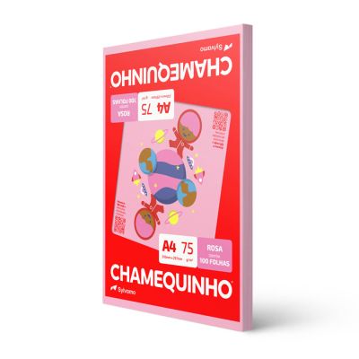 Papel Sulfite A4 75g 210 X 297 Chamequinho Rosa 100fls