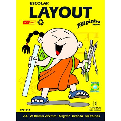 Bloco Desenho Layout A4 63g 50fls S/ Margem Filipaper 1642