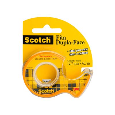 Fita Adesiva Dupla Face 12,7mm X 6,35m Com Suporte Scotch 3m