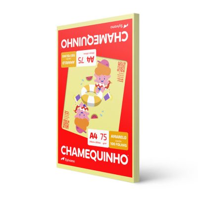 Papel Sulfite A4 75g 210 X 297 Chamequinho Amarelo 100fls