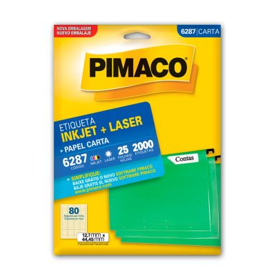 Etiqueta Adesiva Laser/jet Carta 6287 12,7x44,45 Cx C/25f Pimaco