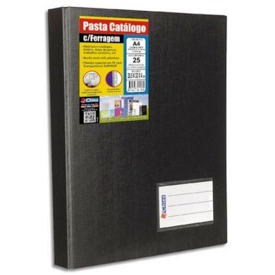 Pasta Catalogo 25 Plasticos A4 Preta 1169 Chies