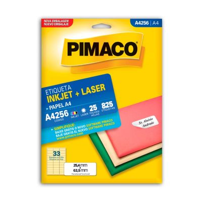 Etiqueta Adesiva Laser/jet A4 256 25,4x63,5 Cx C/25f Pimaco