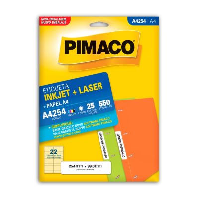 Etiqueta Adesiva Laser/jet A4 254 25,4x99,0 Cx C/25f Pimaco