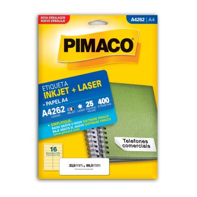 Etiqueta Adesiva Laser/jet A4 262 33,9x99,0 Cx C/25f Pimaco