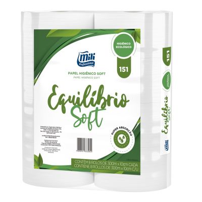 Papel Higienico Rolao Soft 10cm X 300m C/ 8 Rolos Mili Professional 151