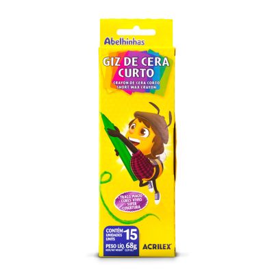 Giz De Cera 15 Cores Curto Acrilex 9215