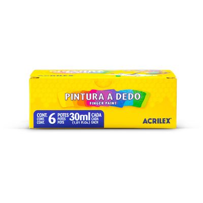 Tinta P/ Pintura A Dedo 6 Cores 30ml Acrilex 11306