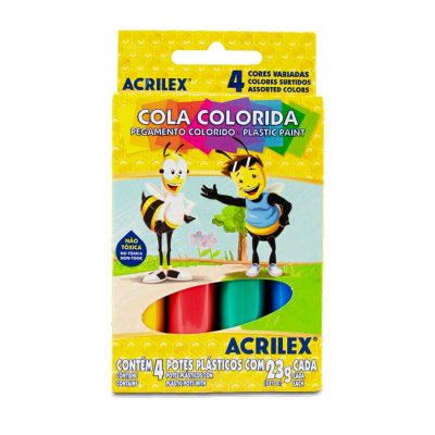 Cola Colorida C/04 Cores 23g Acrilex 2604