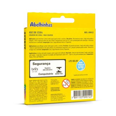 Giz De Cera 12 Cores Fino 9012 Acrilex