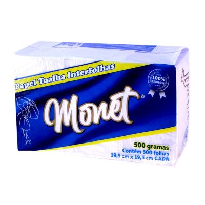 Papel Toalha Interfolhado Branco 19,5x19,5cm 500g Monet