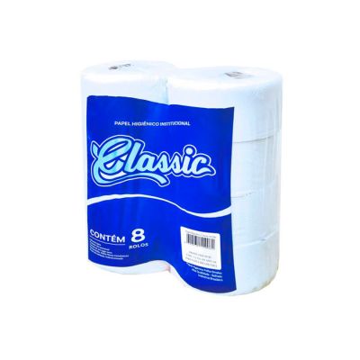 Papel Higienico Folha Simples Rolao 200m Branco Pt C/8 Rolos Classico
