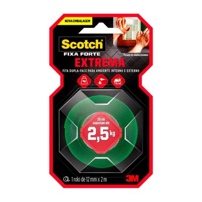 Fita Adesiva Dupla Face 12mm X 2m  Fixa Forte Extrema Scotch 3m