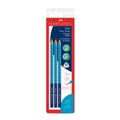 Lapis Grafite Ecolapis Grip 2001 Two Tone Azul Sm/2001bttaz Bls C/3 Faber-castell