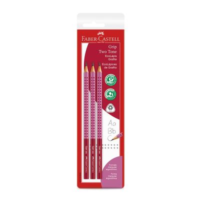 Lapis Grafite Ecolapis Grip 2001 Two Tone Sm/2001bttrs Rosa Bls C/3 Faber-castell