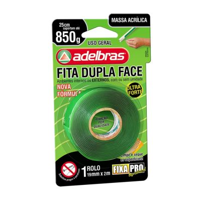 Fita Adesiva Dupla Face 19mm X 2m Massa Acrilica Fixa Pro Adelbras Ww