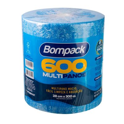 Pano Multiuso Azul Rolo De 28cm X 300m Bompack