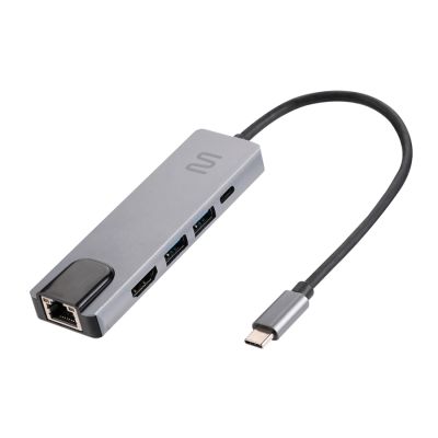 Hub Usb Tipo-c 5 Em 1 Com Hdmi 4k Rj45 Ethernet Usb 3.0 E Power Delivery 100w Ac447 Multi