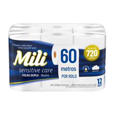 Papel Higienico Sensitive Care Folha Dupla Neutro Pt C/48 Rolos De 60m Mili
