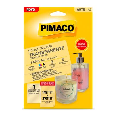 Etiqueta Adesiva Laser/jet Transparente A5 A5tr 148x210mm C/3 Un Pimaco