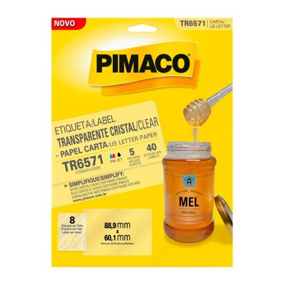 Etiqueta Adesiva Laser/jet Transparente Carta 88,9x60,1mm C/40 Um Pimaco