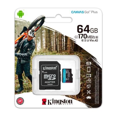 Cartao De Memoria Canvas Go Plus 64gb Classe 10 + 1 Adaptador Sdcg3 Kingston